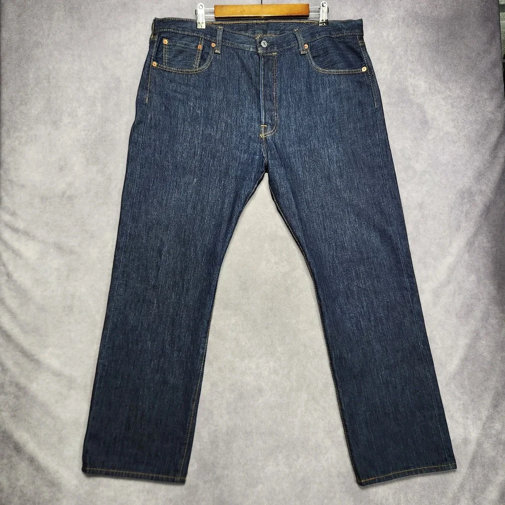 Levis 501 Original Fit Mens Jeans 38x30 Dark Wash‎ Button Fly Straight Leg